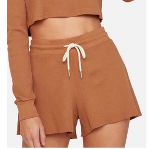 NWOT Mate the Label Small Organic Thermal Short Waffle Knit Sedona Brown